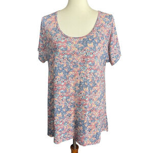 Lularoe Pastel Tunic Top Women XL Blue and Pink High Low Coquette Girly Soft